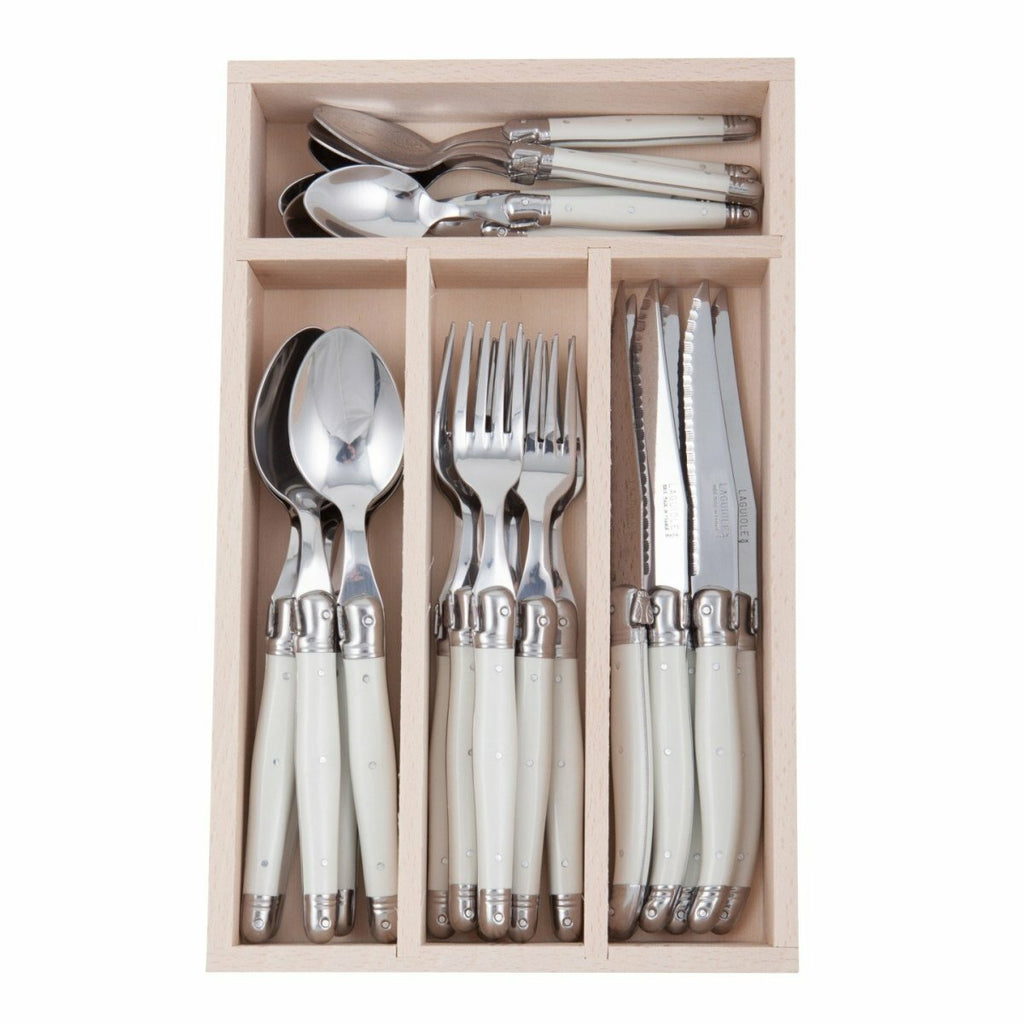 Laguiole Andre Verdier Debutant 24 Piece Cutlery Set White